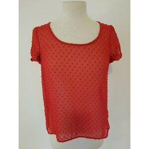 Anthropologie Pins and Needles RED swiss dot blouse